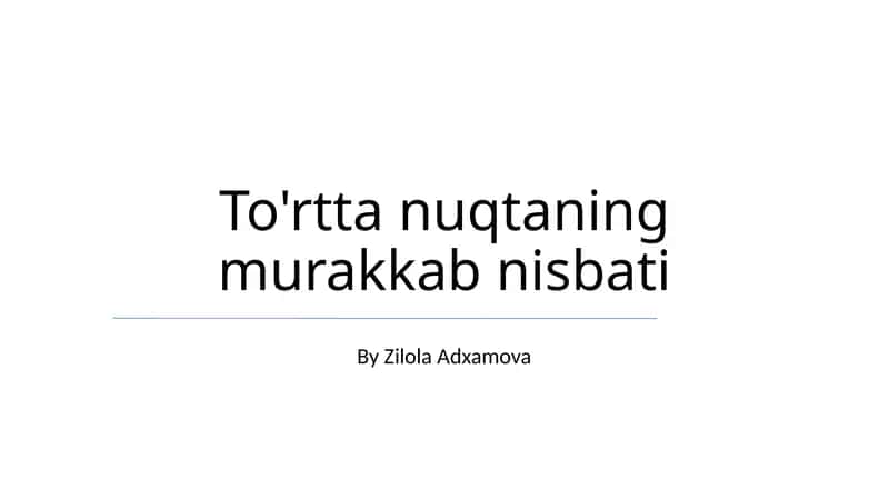 Proyektiv Geometriya Qo'llanmalari 1