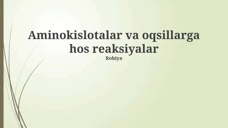 Aminokislotalar va oqsillarga xos reaksiyalar 1