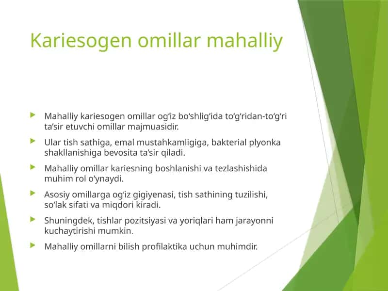 Kariesogen omillar mahalliy 1
