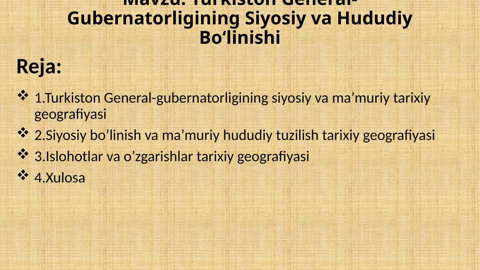 Turkiston General-Gubernatorligining Siyosiy va Hududiy Bo‘linishi 1