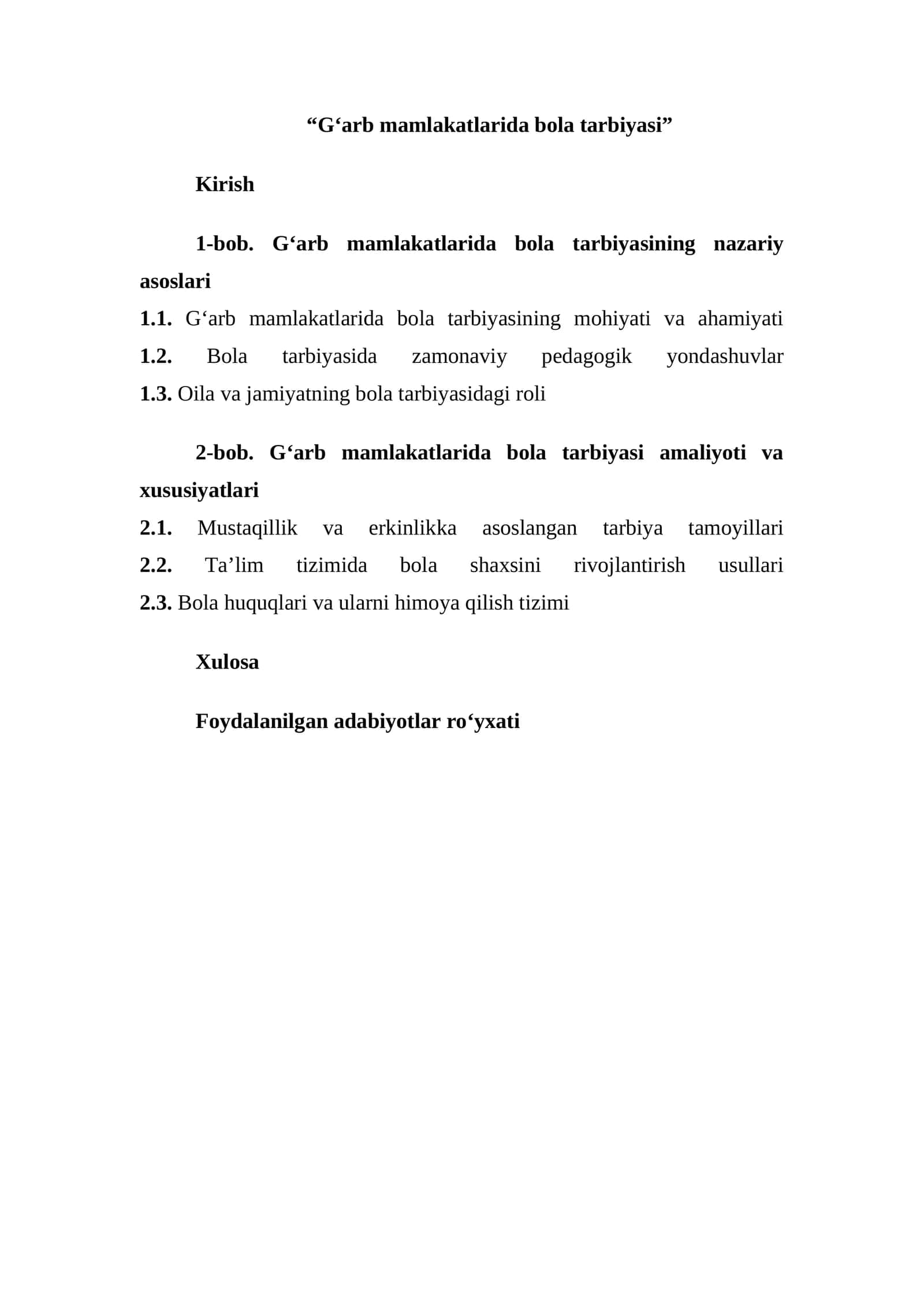 G‘arb mamlakatlarida bola tarbiyasi 1