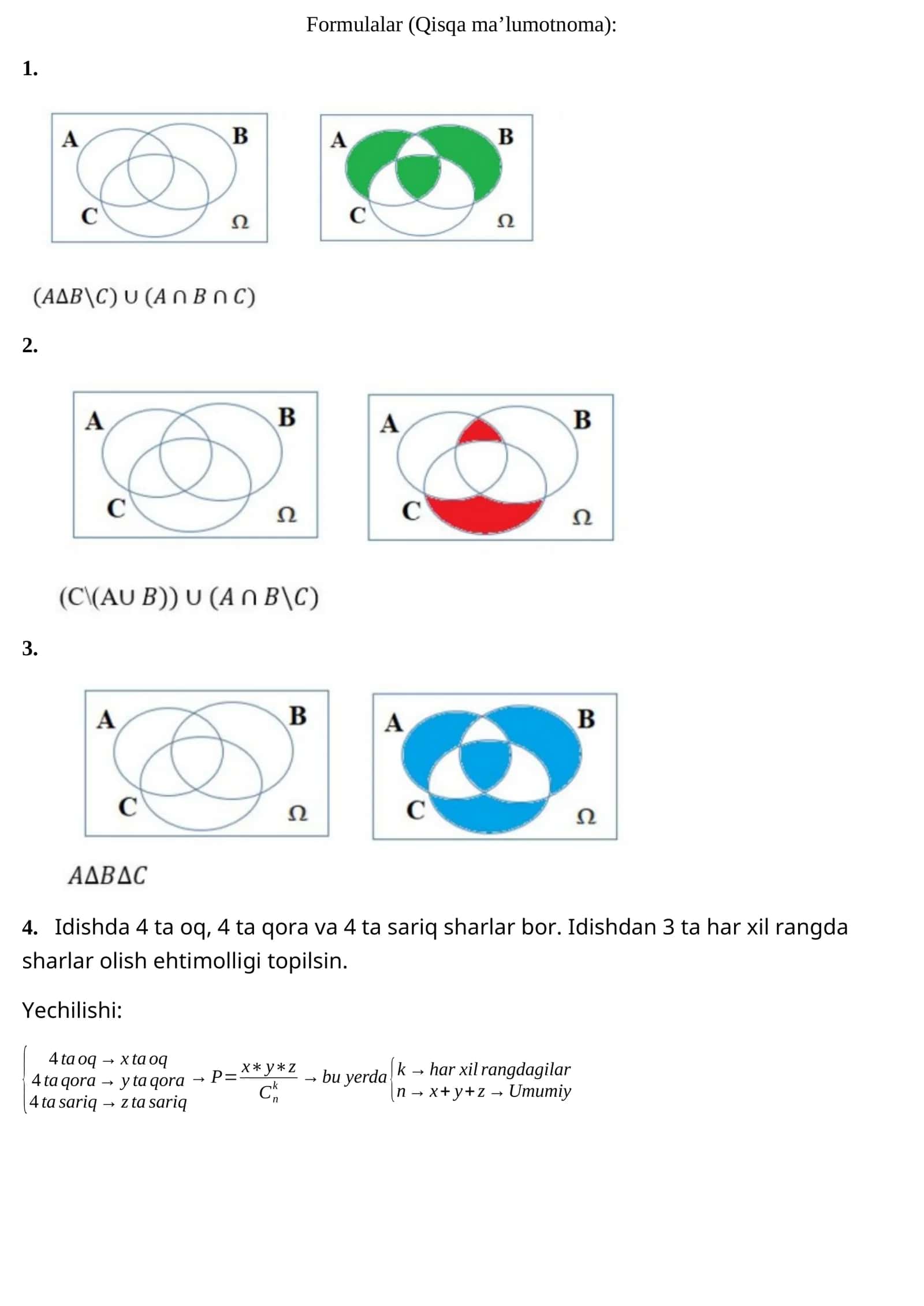Formulalar (Qisqa ma’lumotnoma) 1
