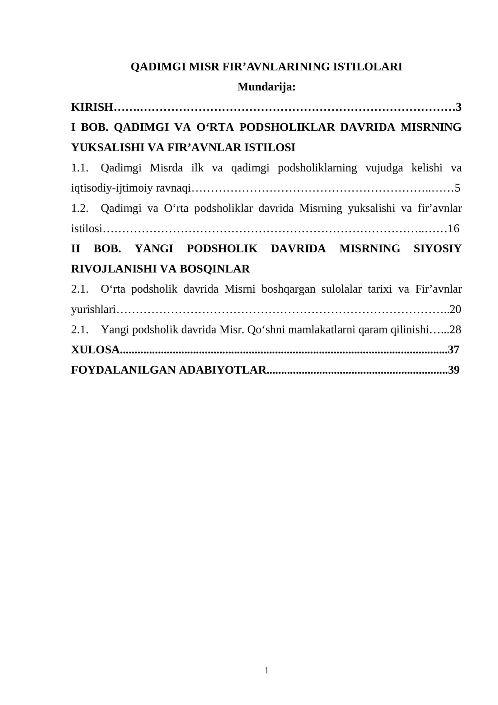QADIMGI MISR FIRʼAVNLARINING ISTILOLARI 1