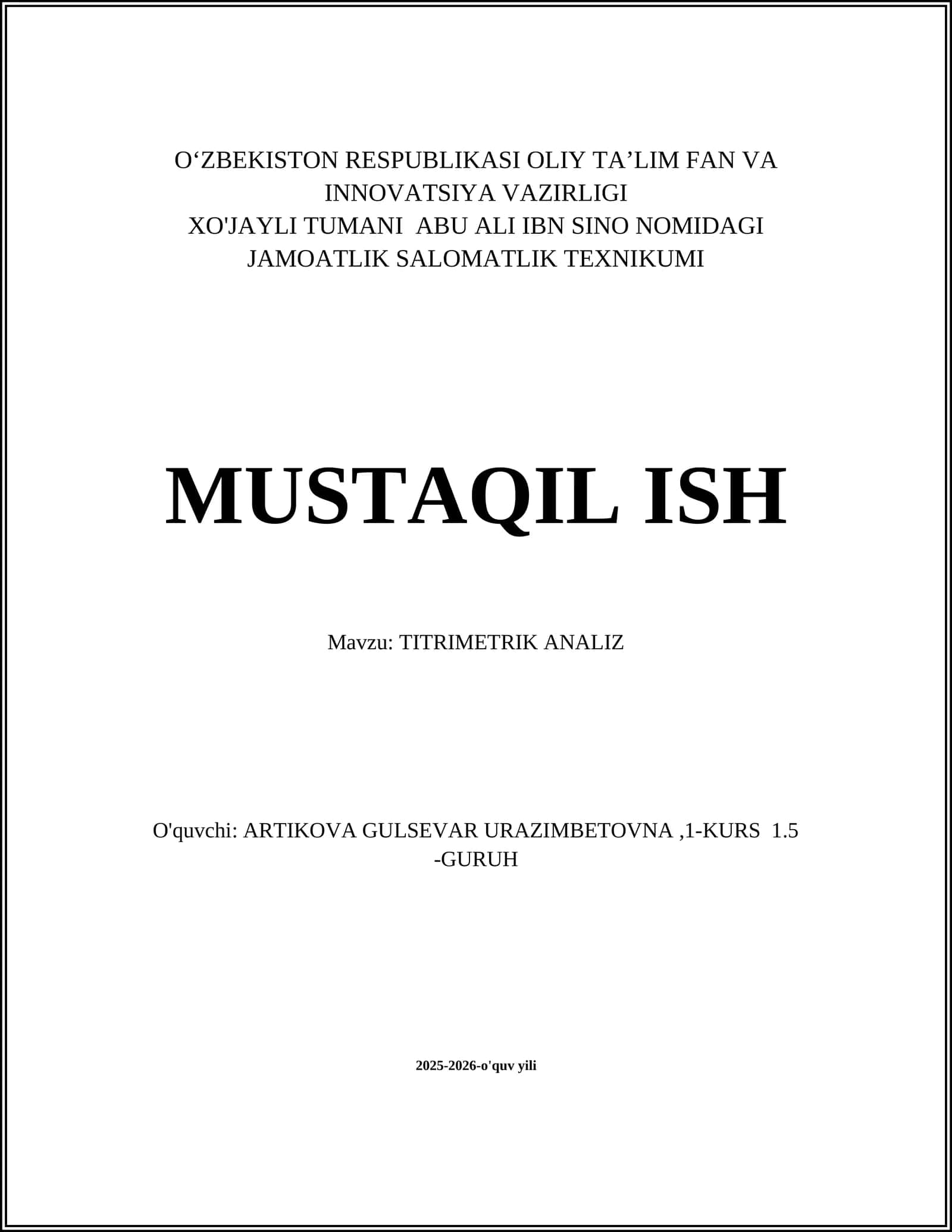 Titrimetrik Analiz 1
