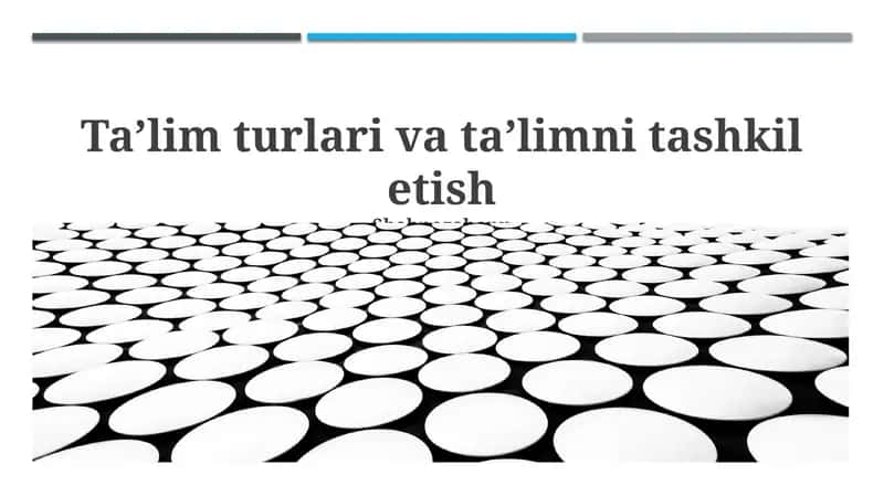 Ta'lim turlari va ta'limni tashkil etish 1