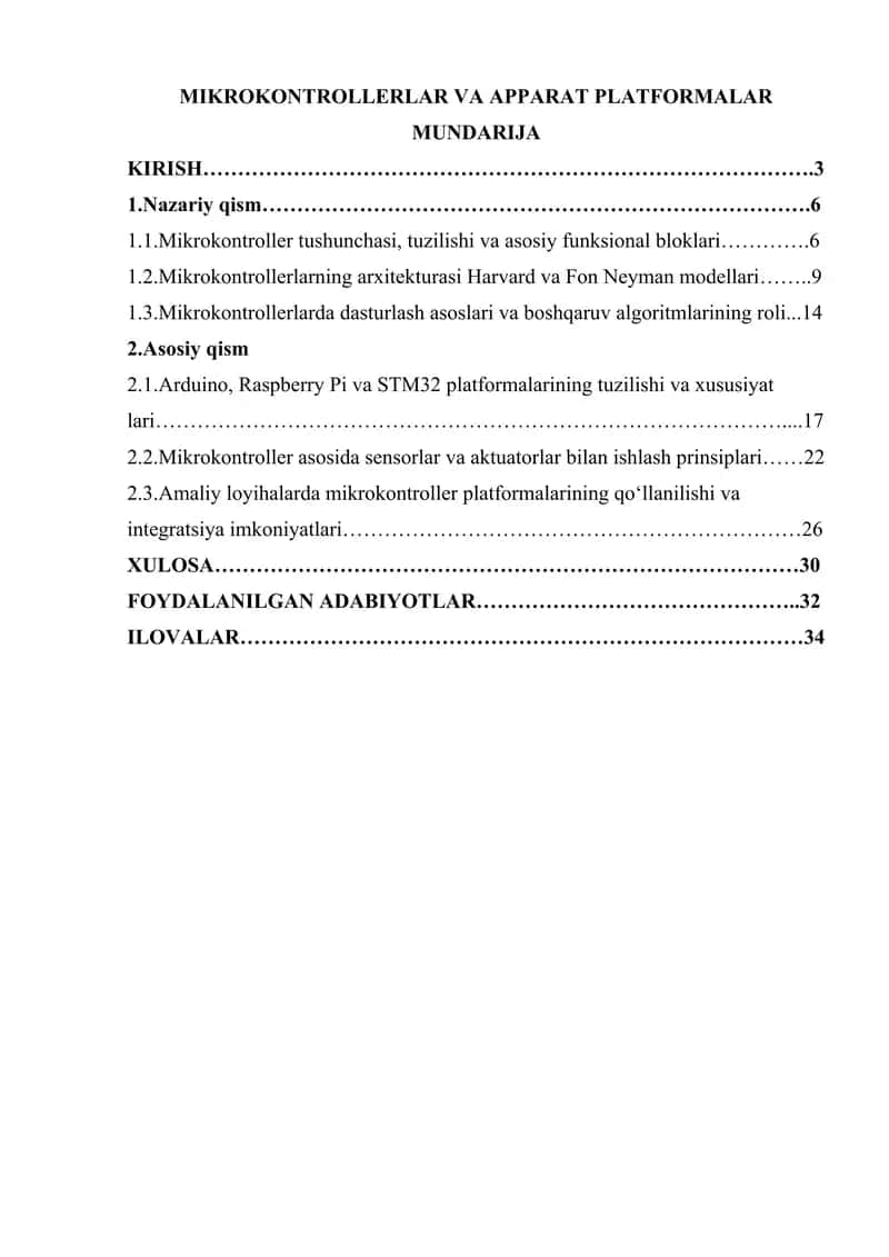 MIKROKONTROLLERLAR VA APPARAT PLATFORMALAR 1