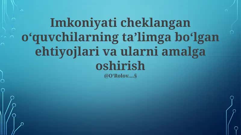 Individualizatsiyalashtirilgan Ta'lim Dasturlari (ITD) 1