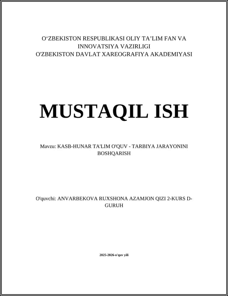 Kasb-Hunar Ta'lim 1