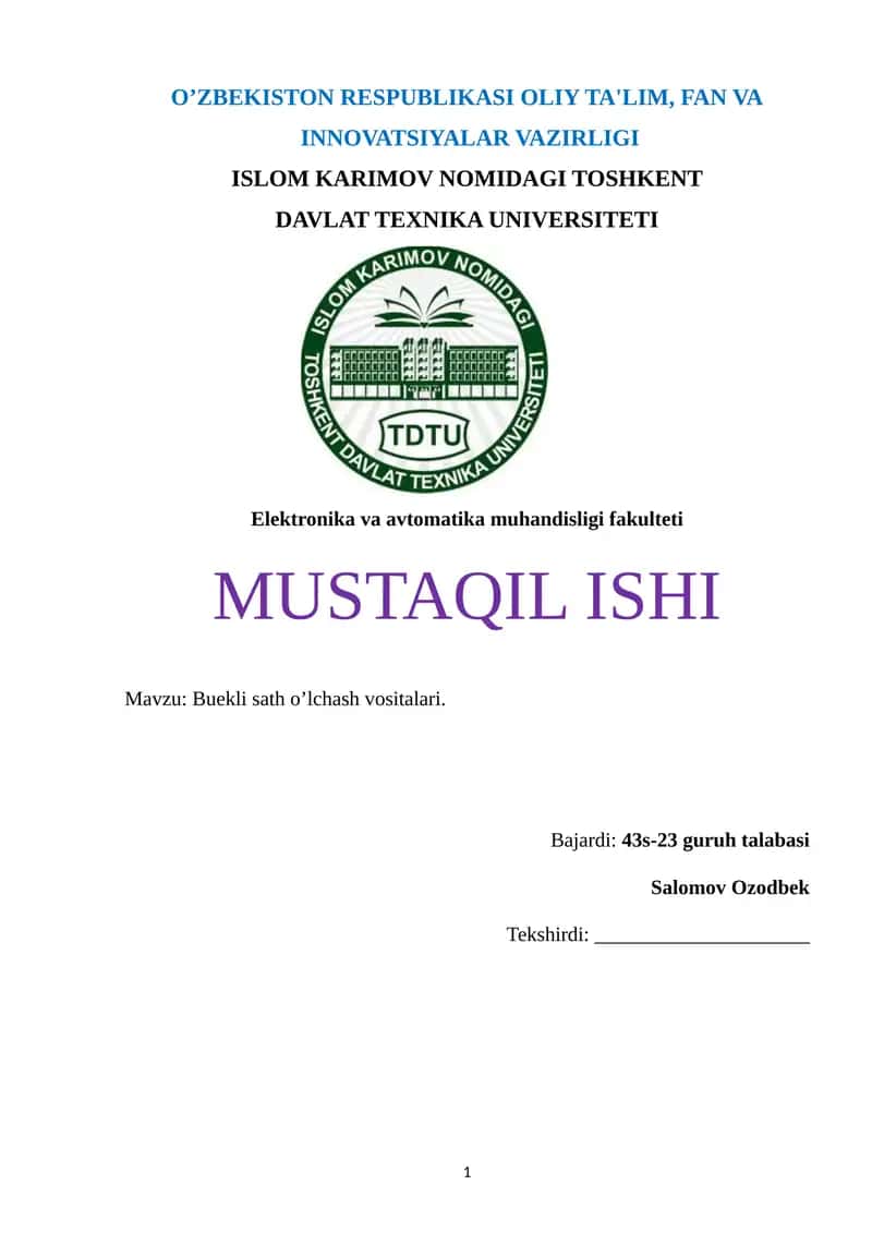 Buekli sath o’lchash vositalari 1