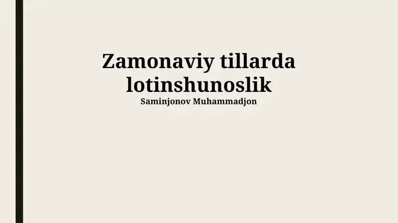 Zamonaviy tillarda lotinshunoslik 1