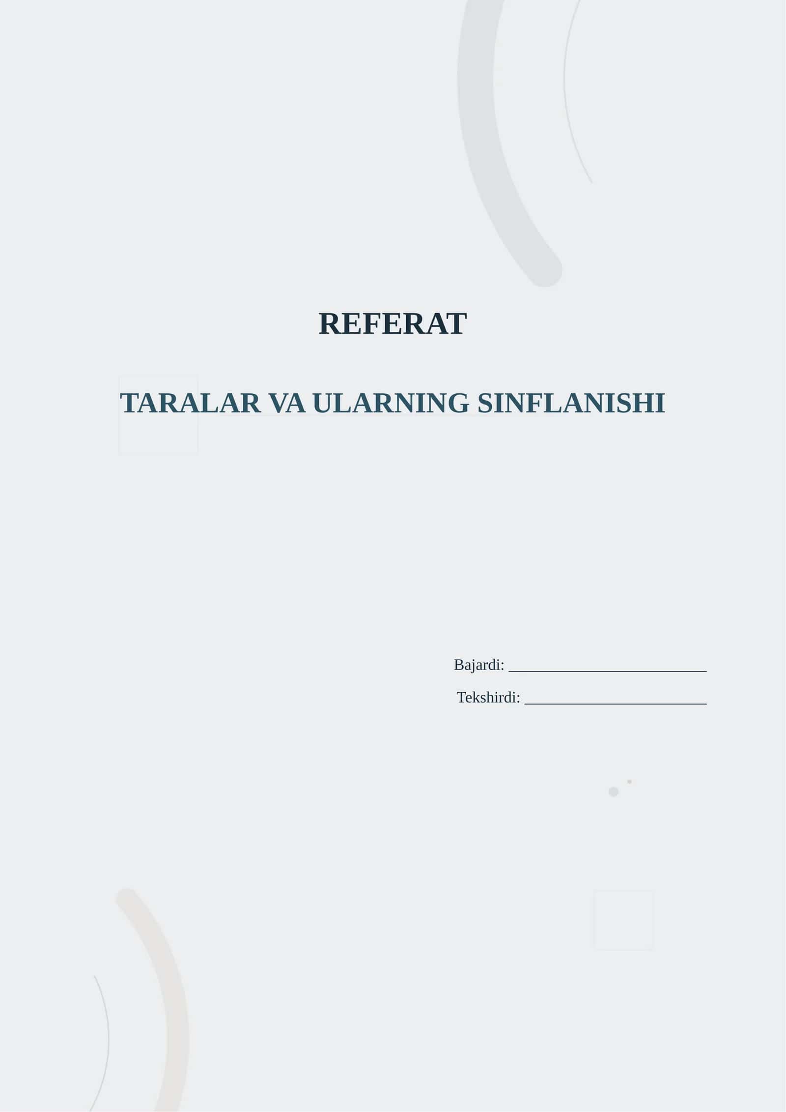Taralar va ularning sinflanishi 1