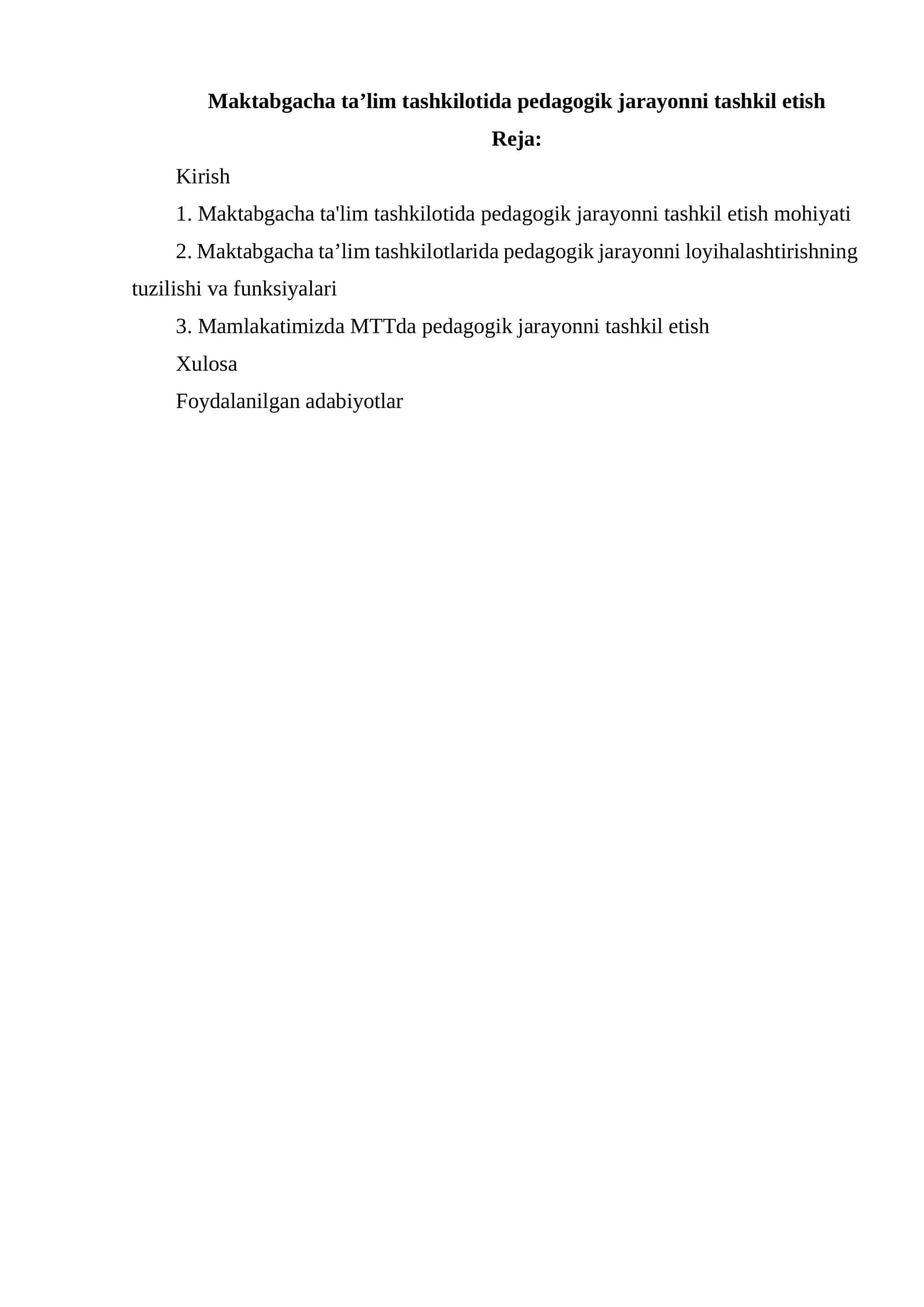 Maktabgacha ta’lim tashkilotida pedagogik jarayonni tashkil etish 1