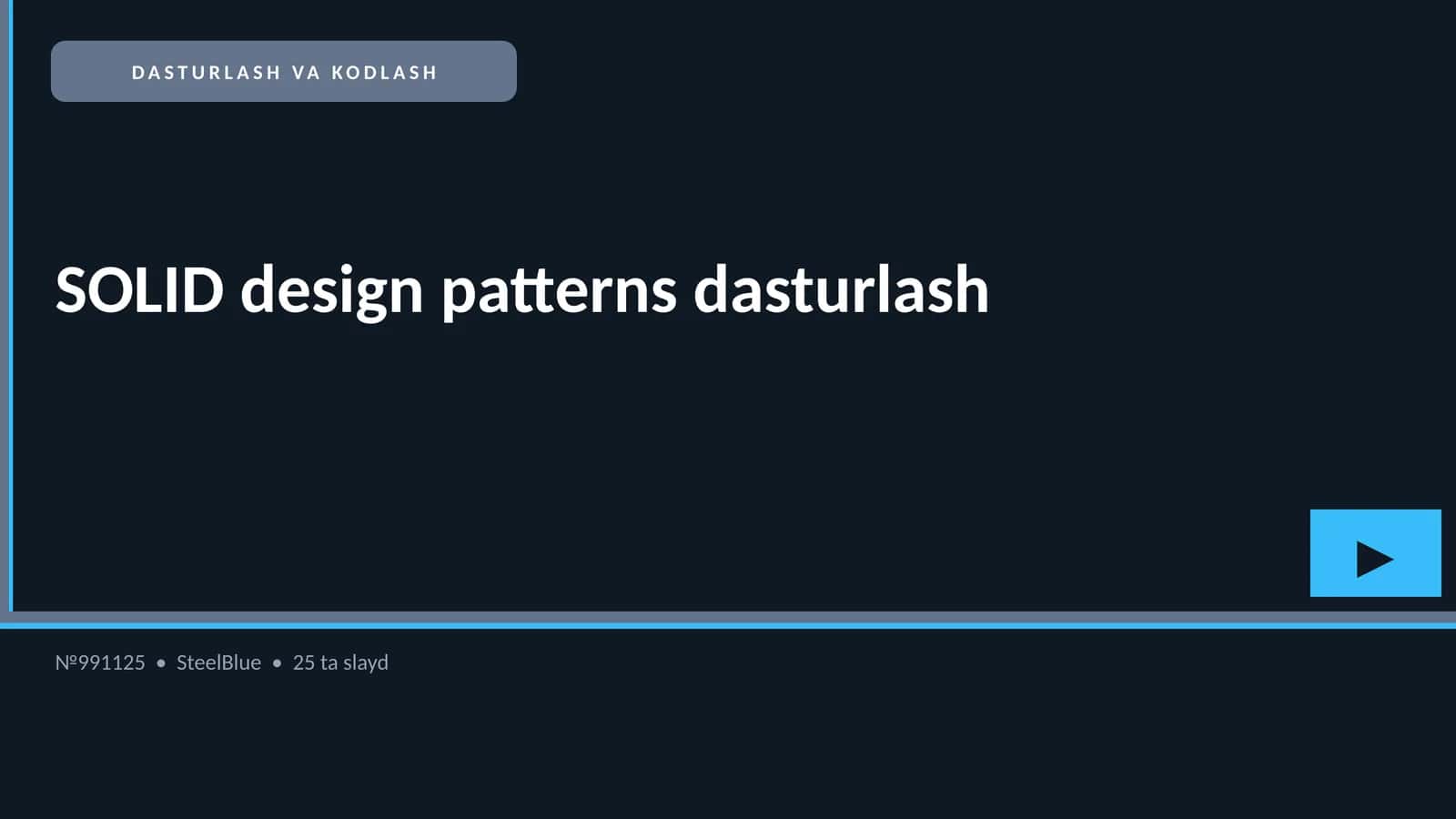 SOLID design patterns dasturlash 1