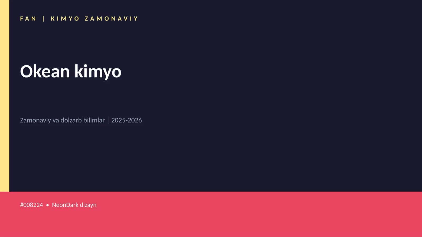FAN | KIMYO ZAMONAVIY 1