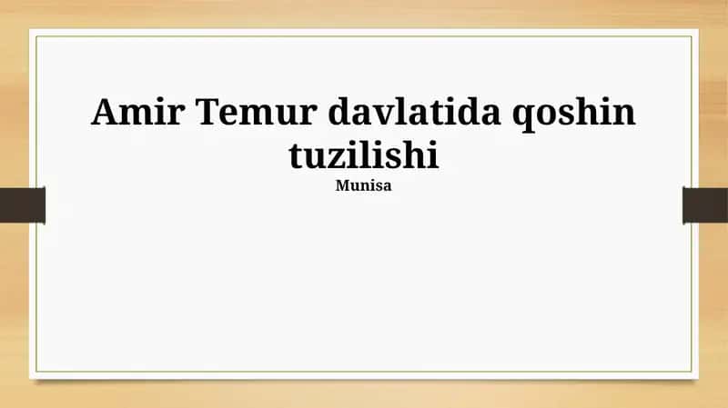Amir Temur davlatida qoshin tuzilishi 1