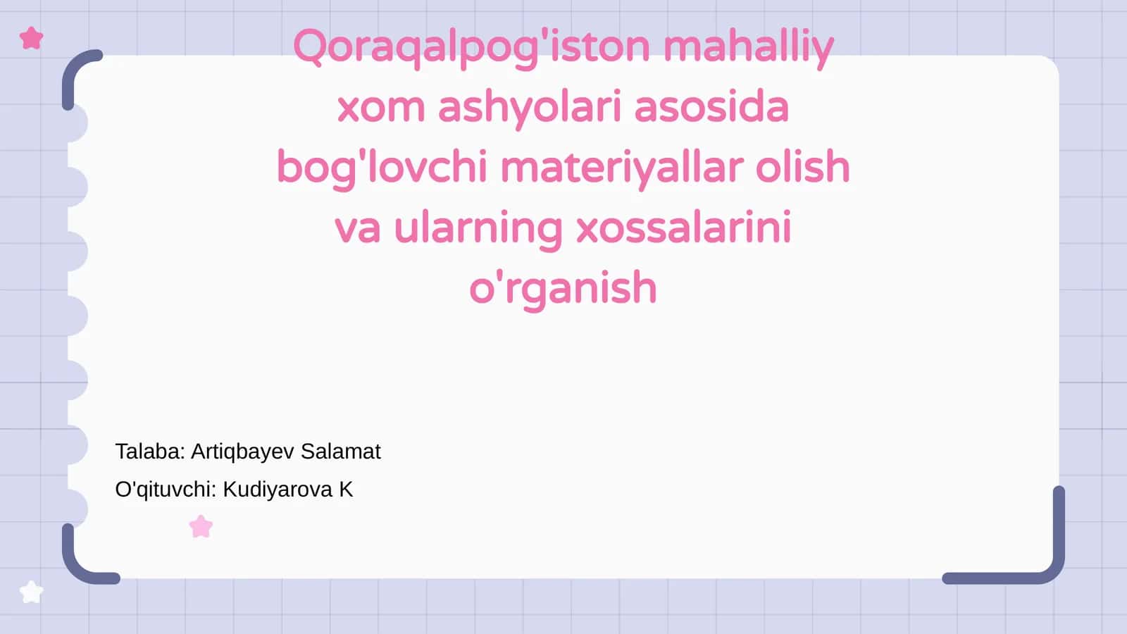 Qoraqalpog'iston mahalliy xom ashyolari asosida bog'lovchi materiyallar 1