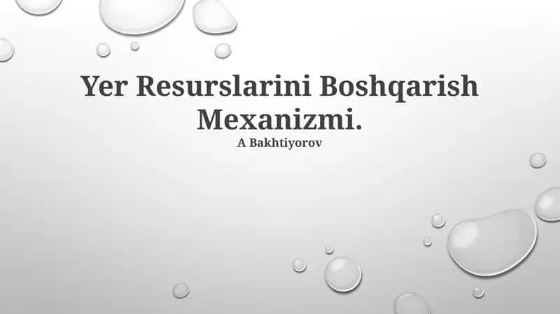 Resurslarni boshqarish mexanizmi 1