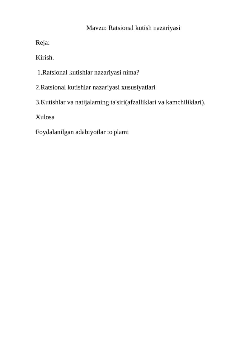 Ratsional kutish nazariyasi 1