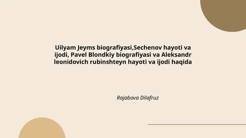Uilyam Jeyms biografiyasi 1