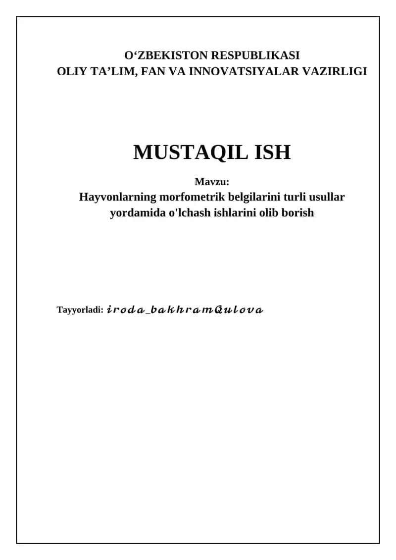 Morfometrik o'lchovlar: usullar, asboblar va texnikalar 1
