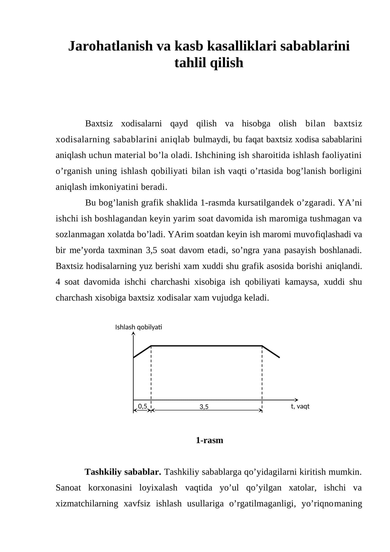 Jarohatlanish va kasb kasalliklari sabablarini tahlil qilish 1