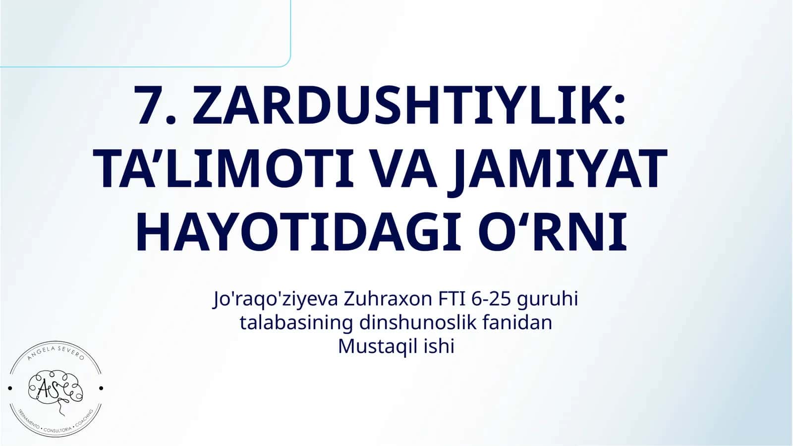 ZARDUSHTIYLIK: TA’LIMOTI VA JAMIYAT HAYOTIDAGI O‘RNI 1
