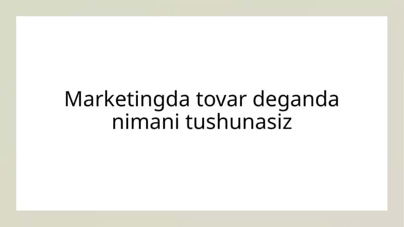 Marketing va Tovar 1
