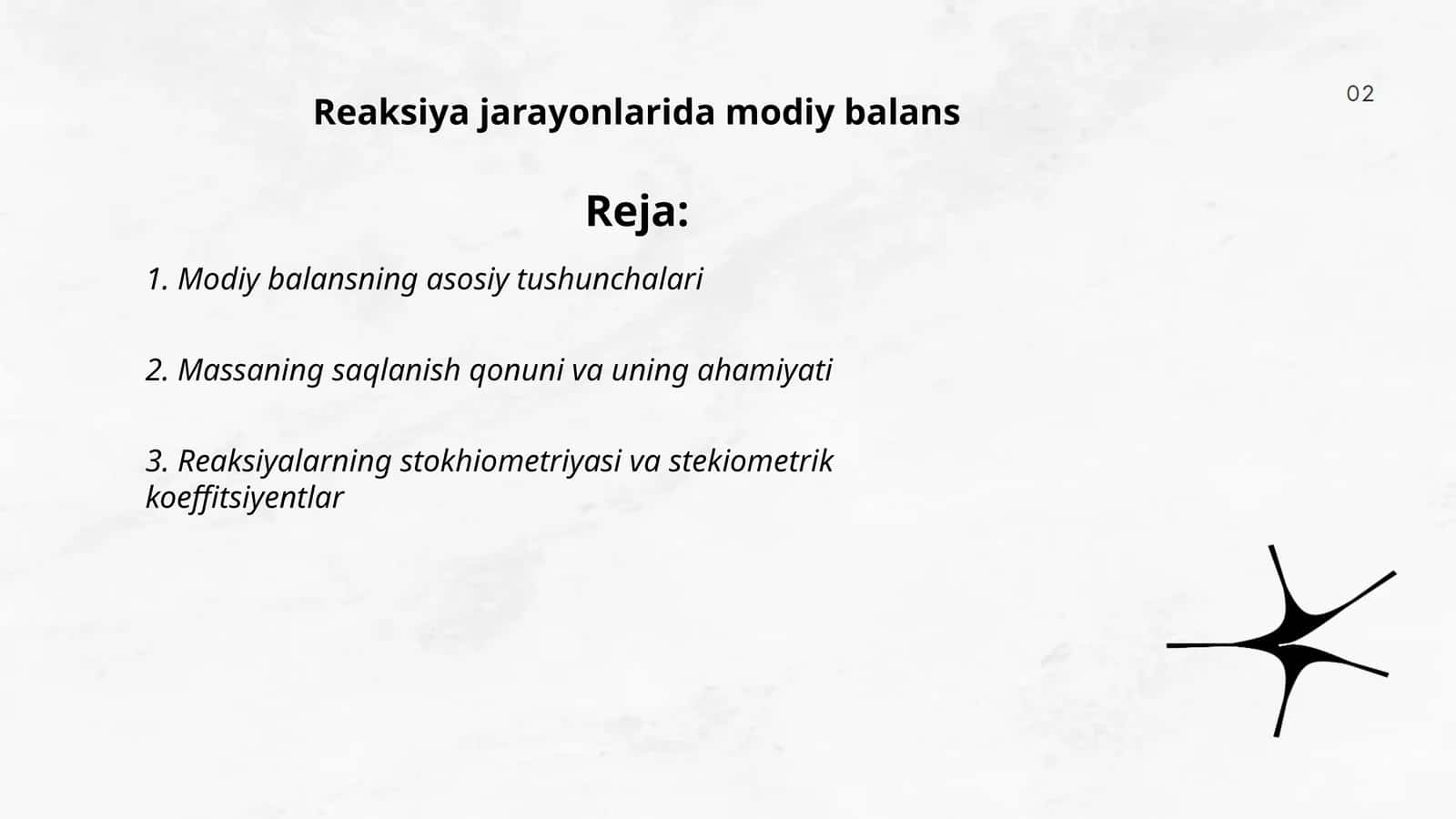 Reaksiya jarayonlarida modiy balans 1