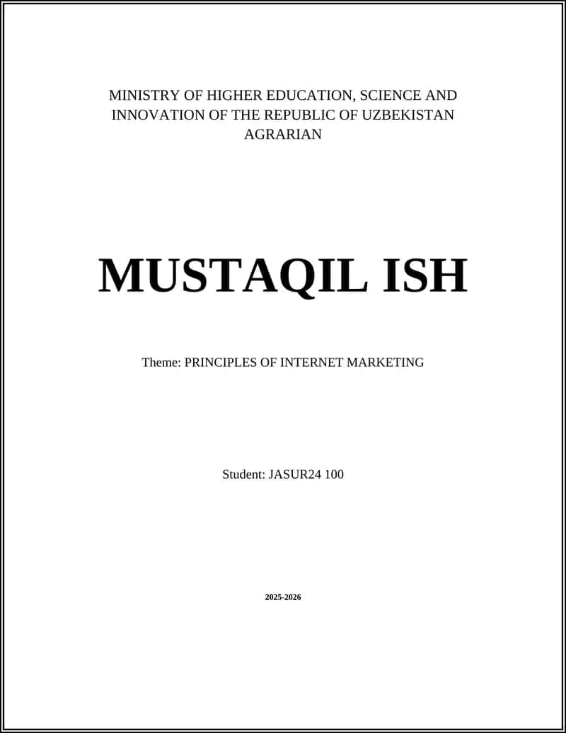 PRINCIPLES OF INTERNET MARKETING 1