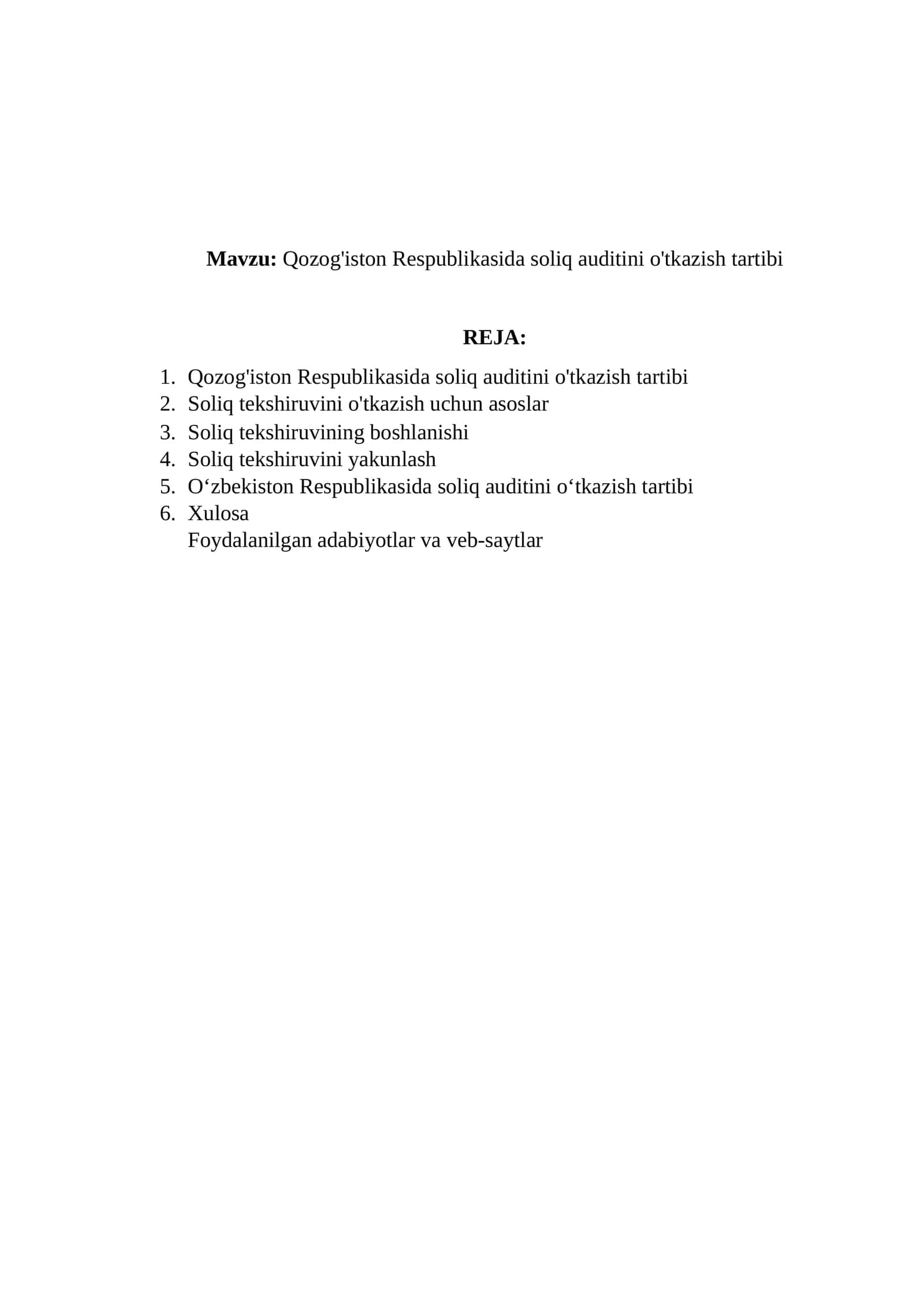 Qozog'iston Respublikasida soliq auditini o'tkazish tartibi 1