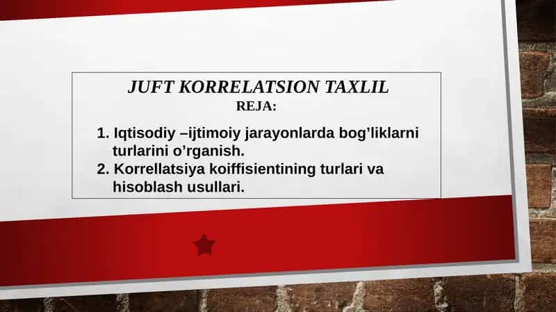 Juft Korrelatsiyon Taxlil 1