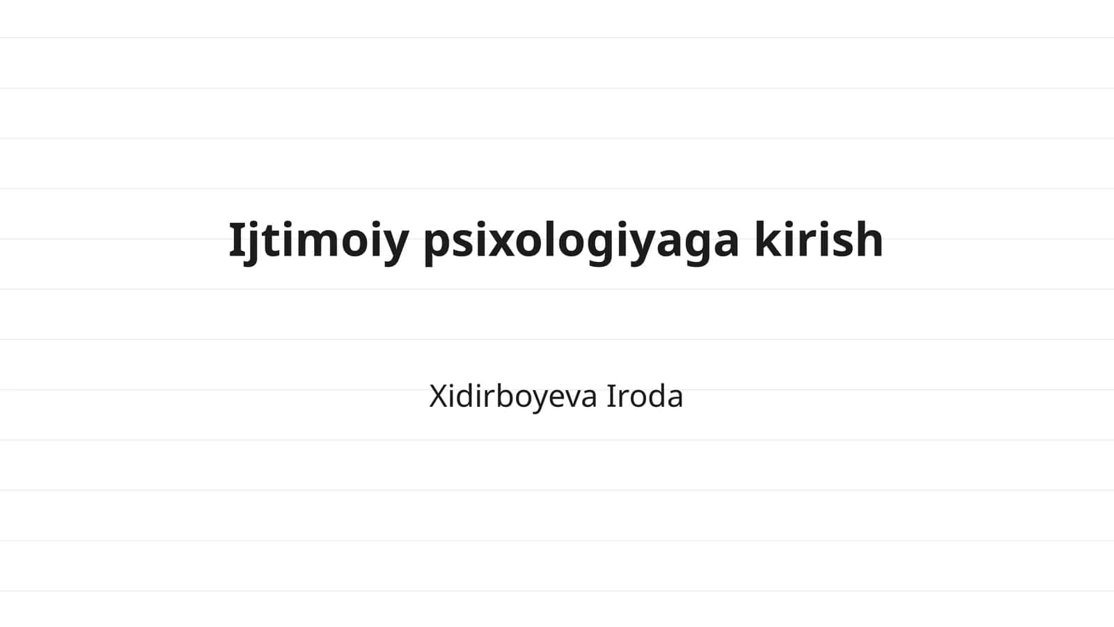 Ijtimoiy psixologiyaga kirish 1