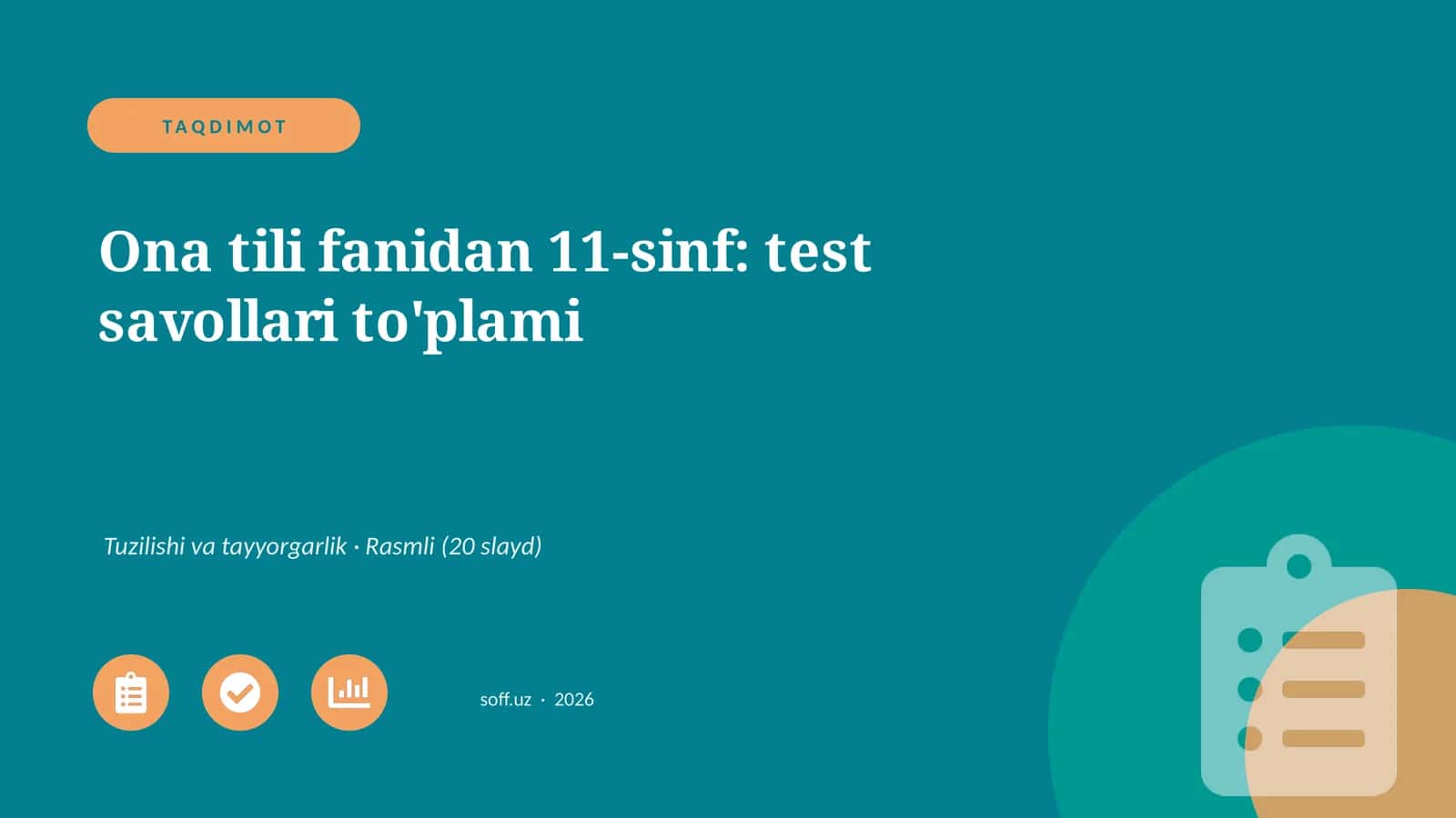 Ona tili fanidan 11-sinf: test savollari to'plami 1