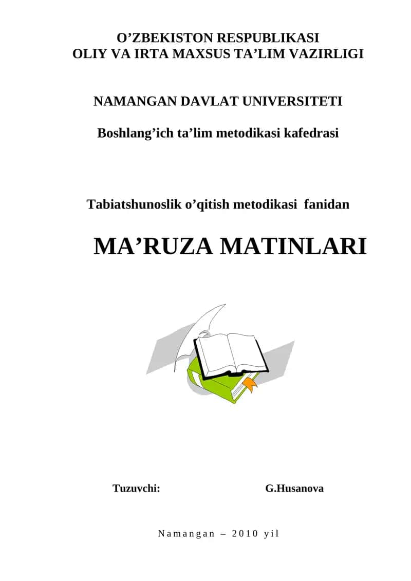 Tabiatshunoslik o’qitish metodikasi maruza matn 1