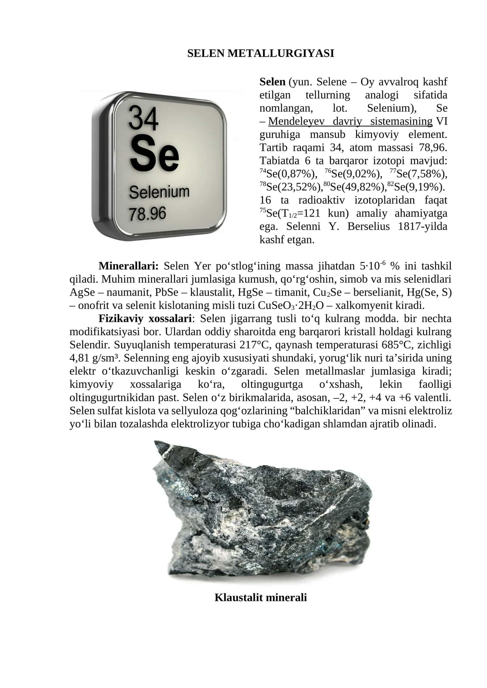 SELEN METALLURGIYASI 1