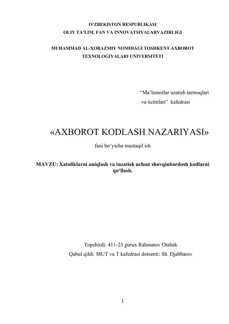 axborot kodlash nazariyasi 1