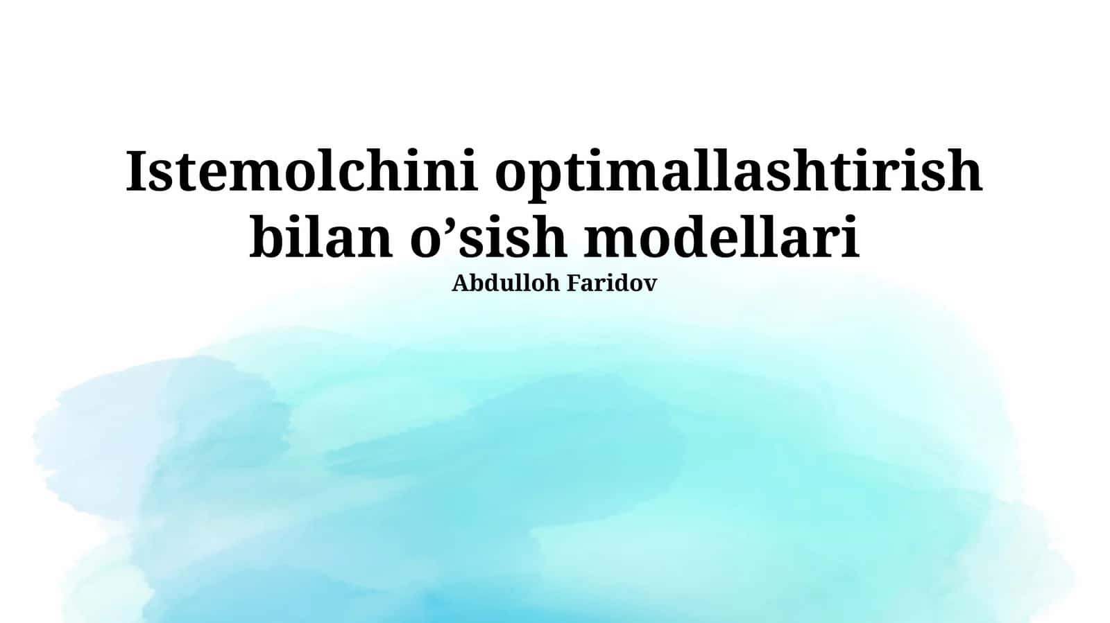 O'sish va Iste'molning O'zaro Bog'liqligi 1