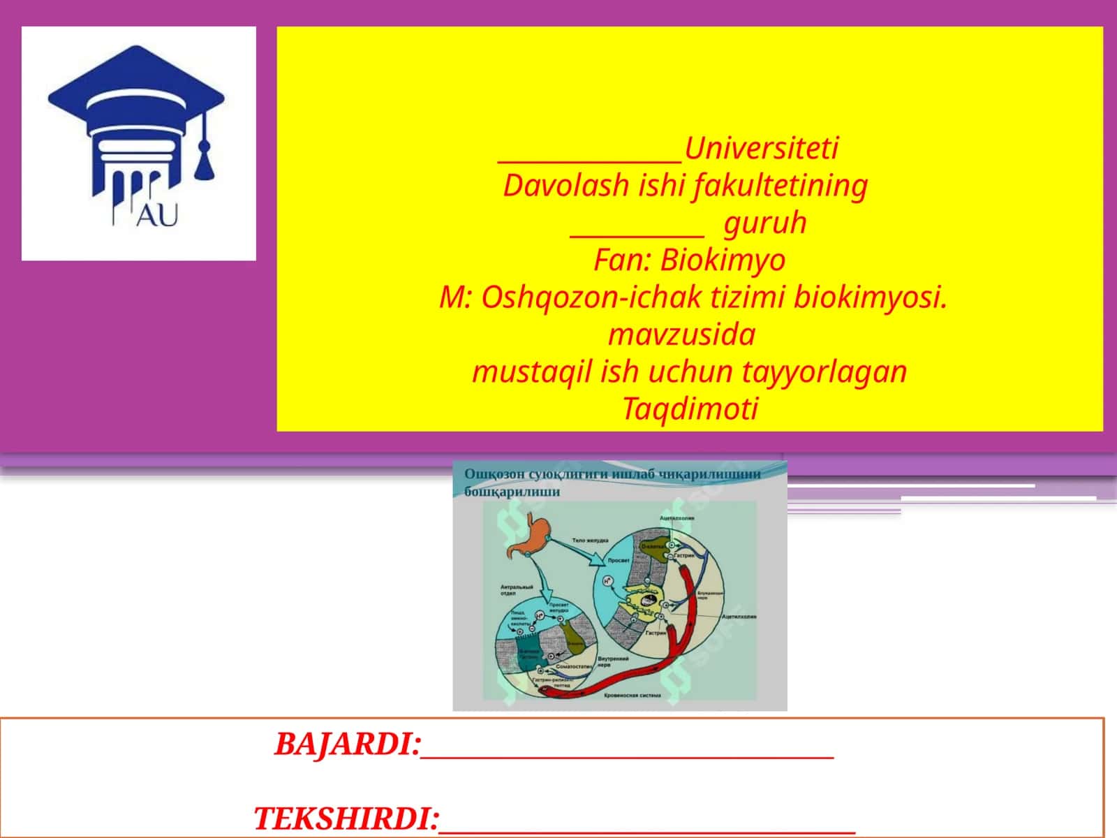 Oshqozon-ichaktizimi biokimyosi 1