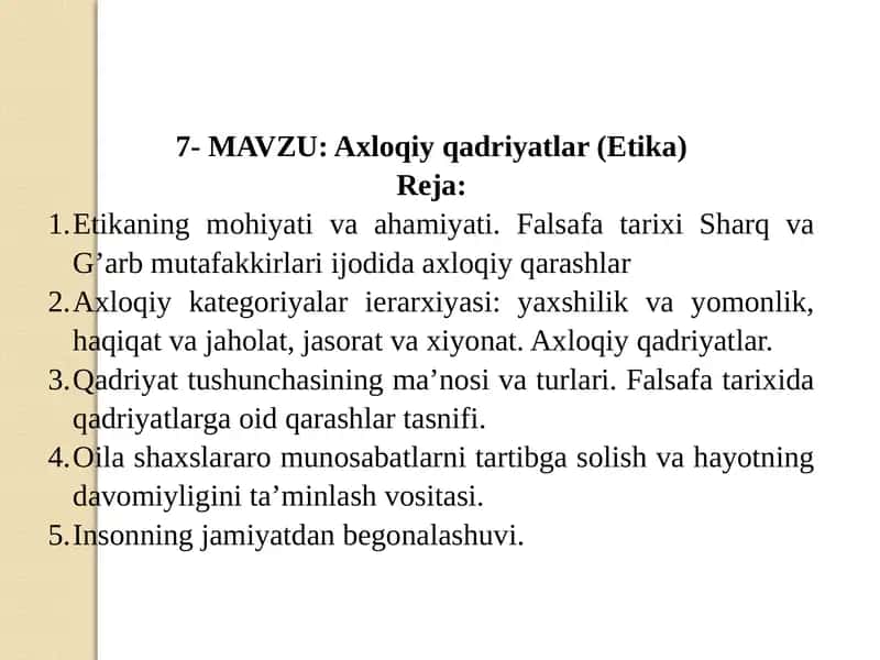 Axloqiy qadriyatlar (Etika) 1