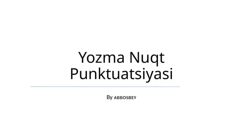 Yozma Nuqt Punktuatsiyasi 1