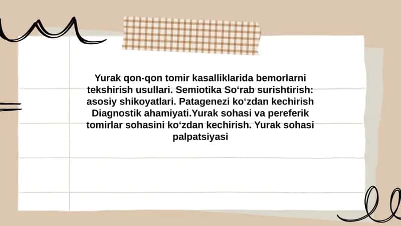 Yurak qon-qon tomir kasalliklarida bemorlarni tekshirish usullari 1