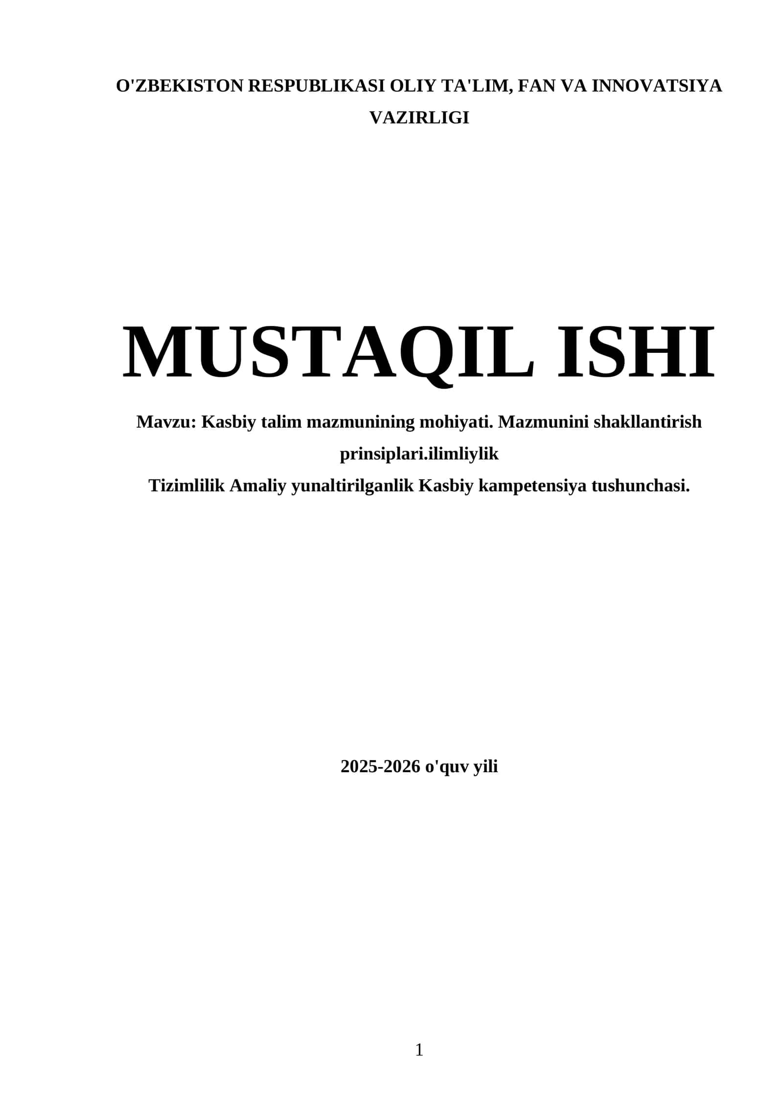 Kasbiy talim mazmunining mohiyati 1