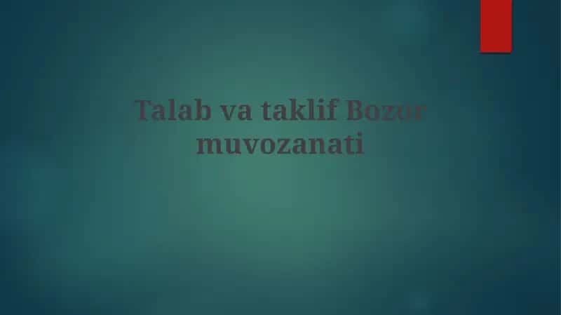 Bozor muvozanati 1
