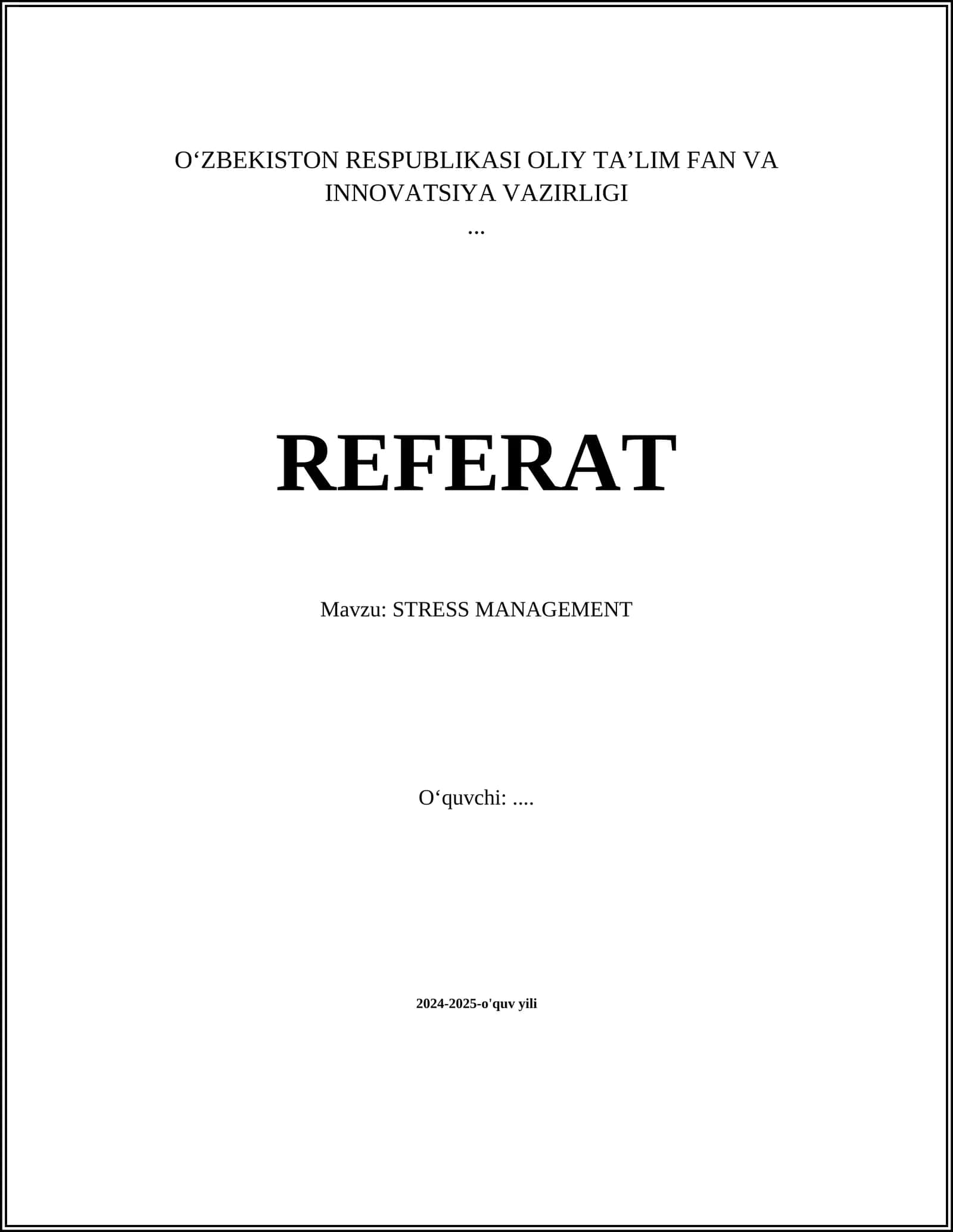 STRESS MANAGEMENT 1