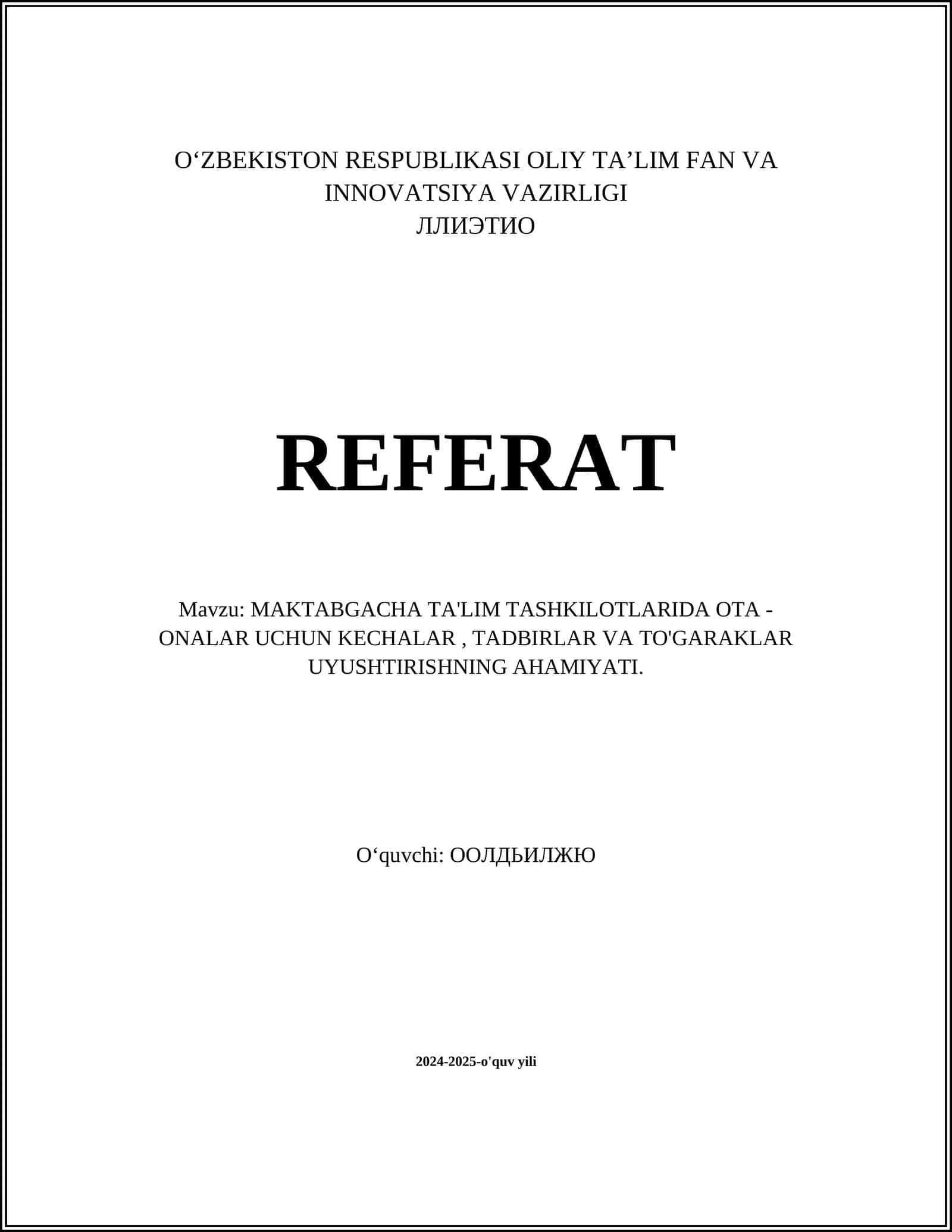 Ota-onalar uchun ta'lim orqali farzandlar tarbiyasi 1