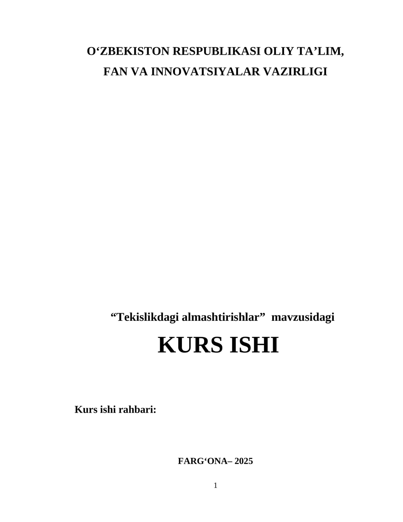 Tekislikdagi almashtirishlar 1