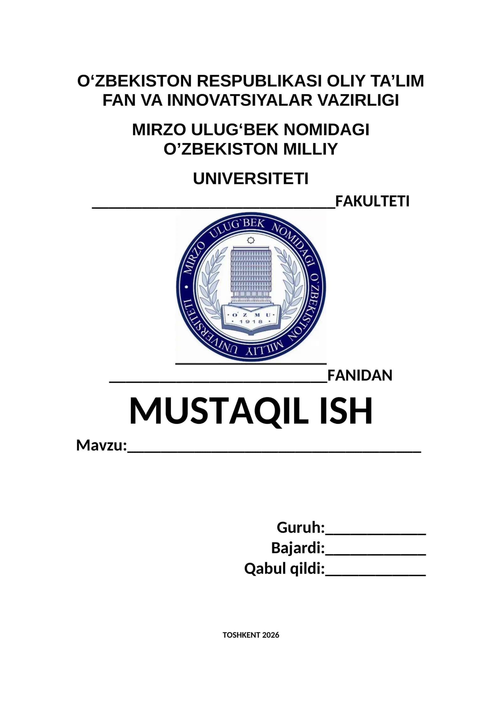 MUSTAQIL ISH yuzi 1