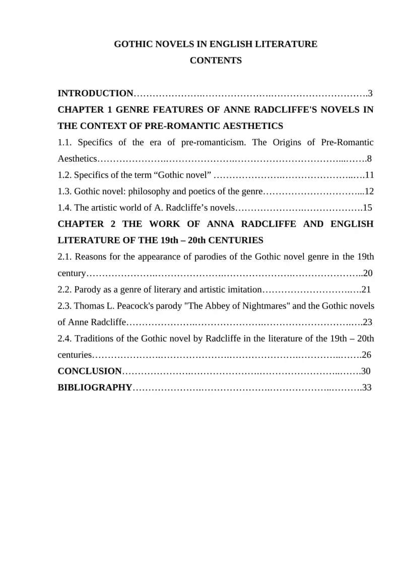 GOTHIC NOVELS IN ENGLISH LITERATURE 1