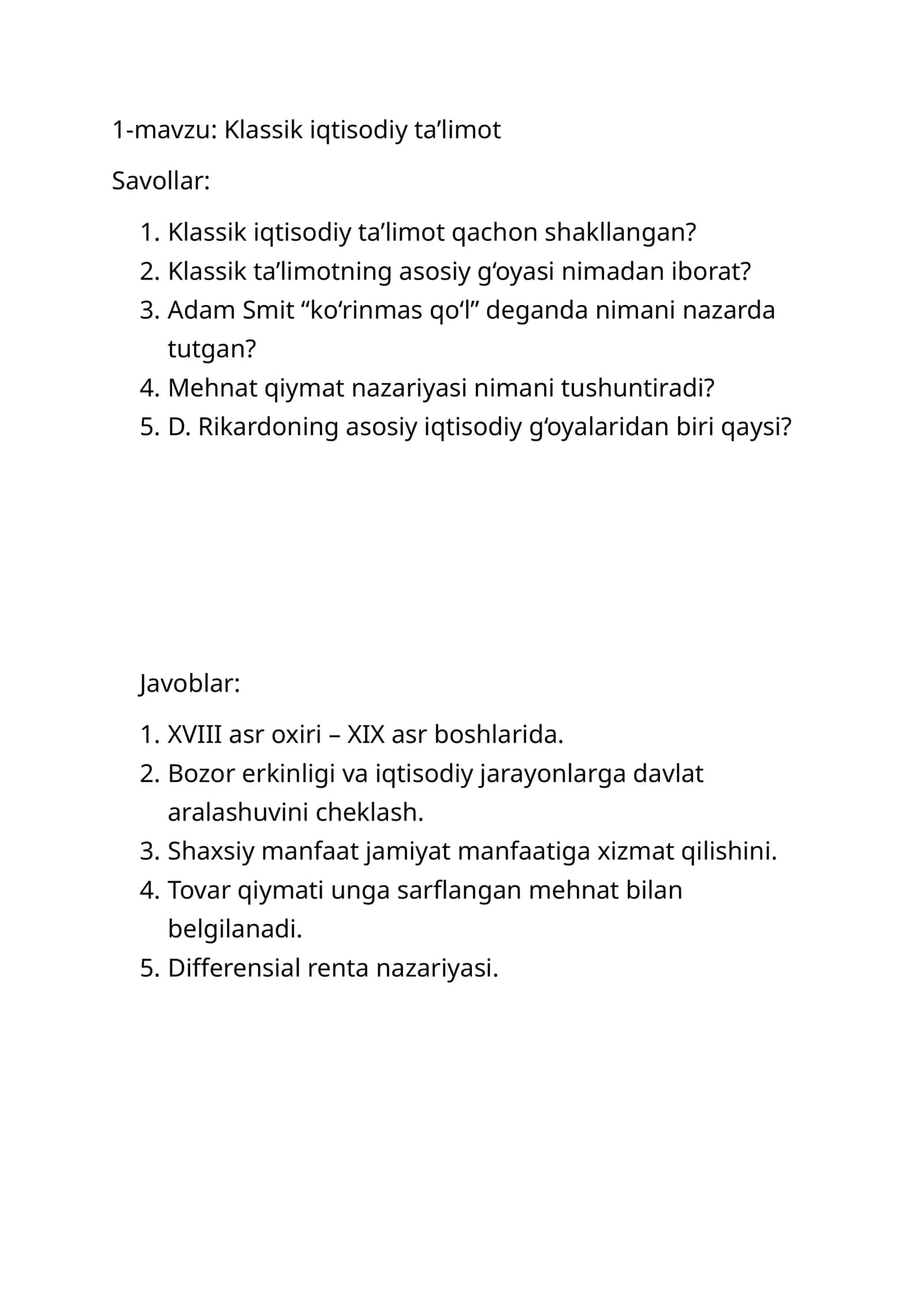 Klassik iqtisodiy ta’limot 1