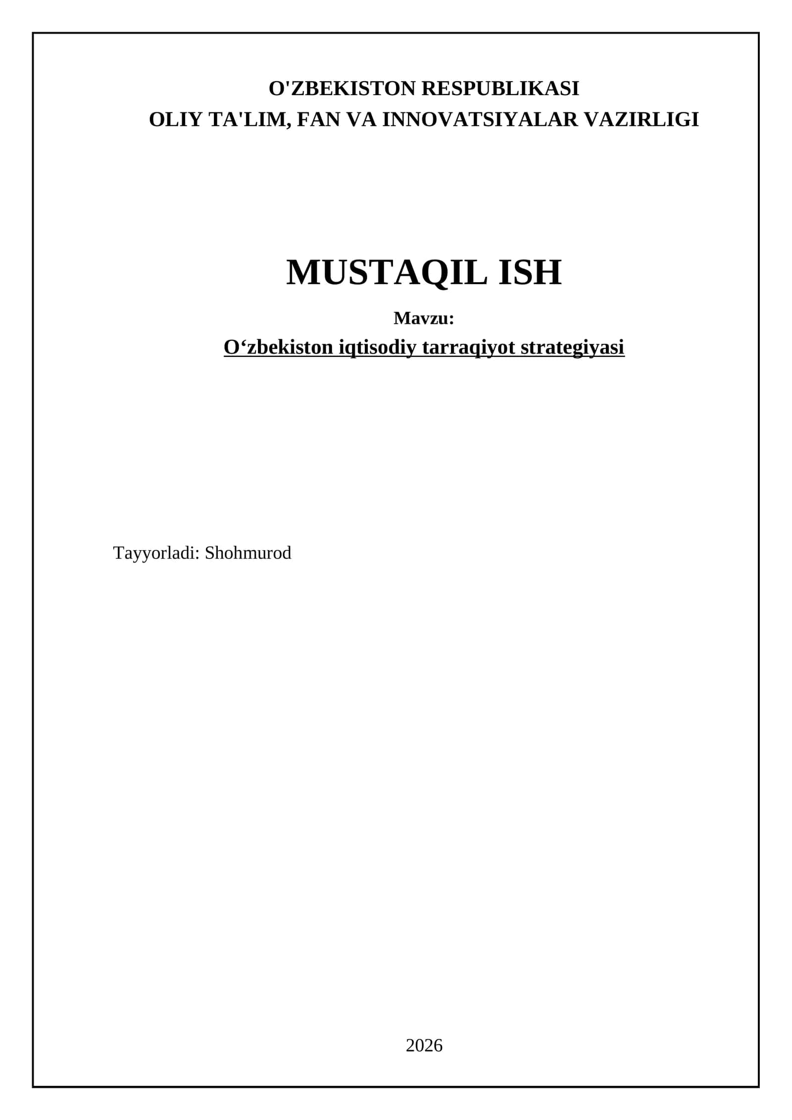 O'zbekiston iqtisodiy tarraqiyot strategiyasi 1
